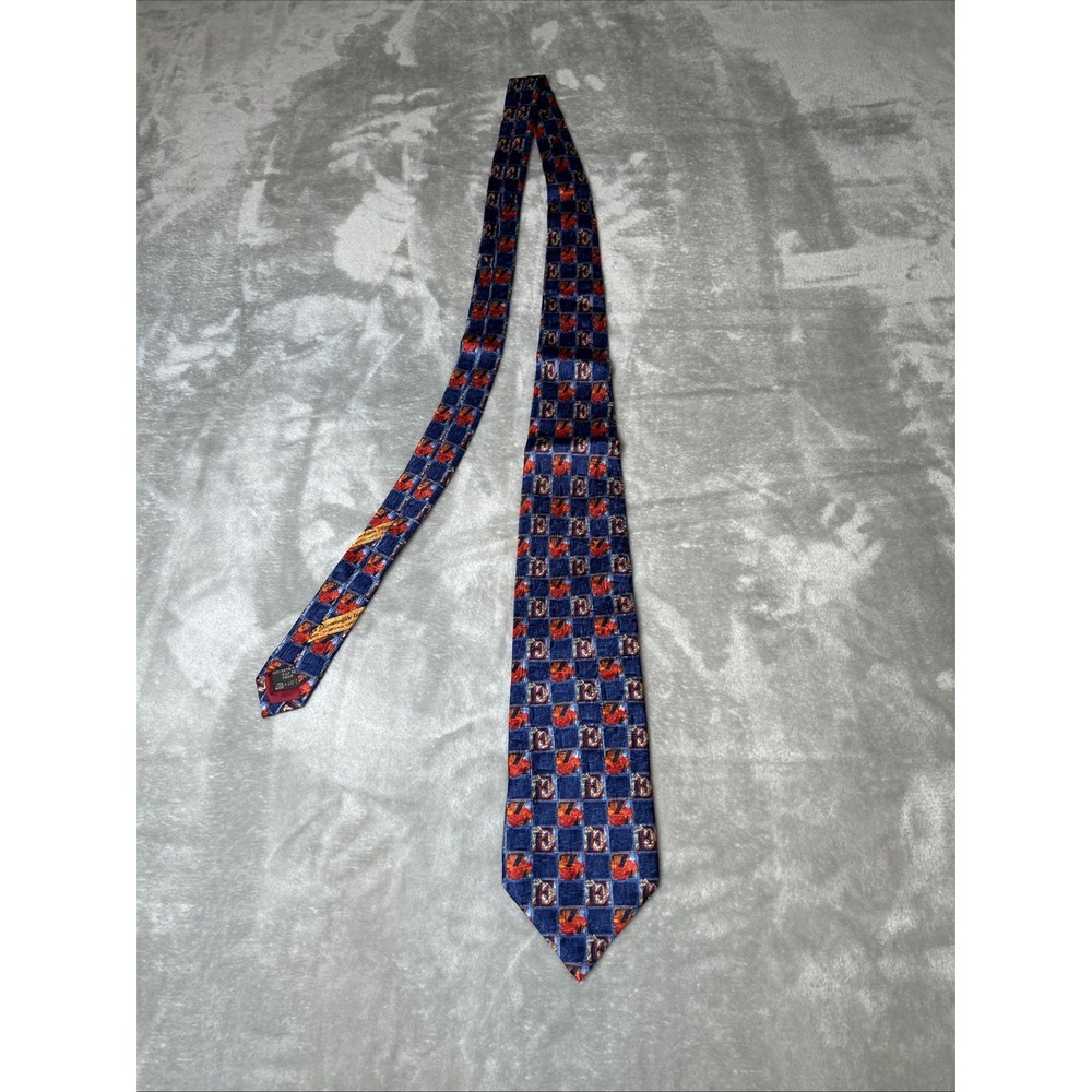 Ermenegildo Zegna Tie Mens Blue RedSilk Made In Italy Neckwear
